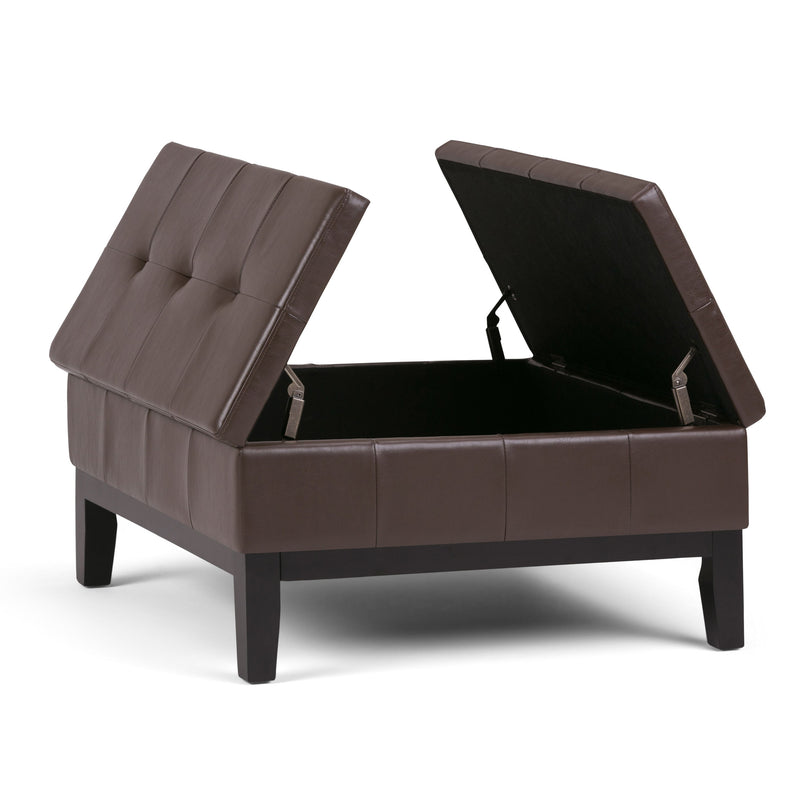 Dover - Square Coffee Table Storage Ottoman - Chocolate Brown