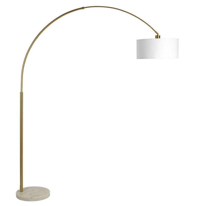 Ambient - Arch Gold Floor Lamp With Large Linen Shade - Gold / White