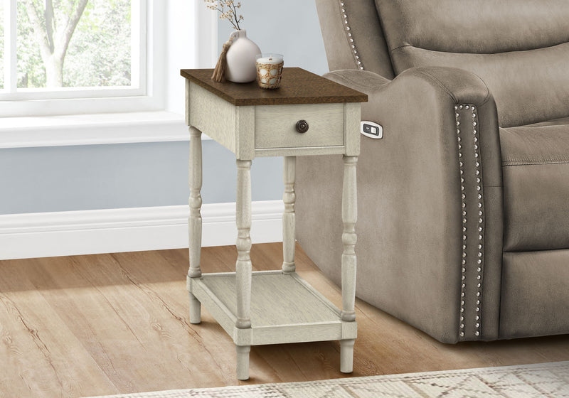 Accent End Table, 2 Tier, Storage Drawer, Traditional Stylish Design