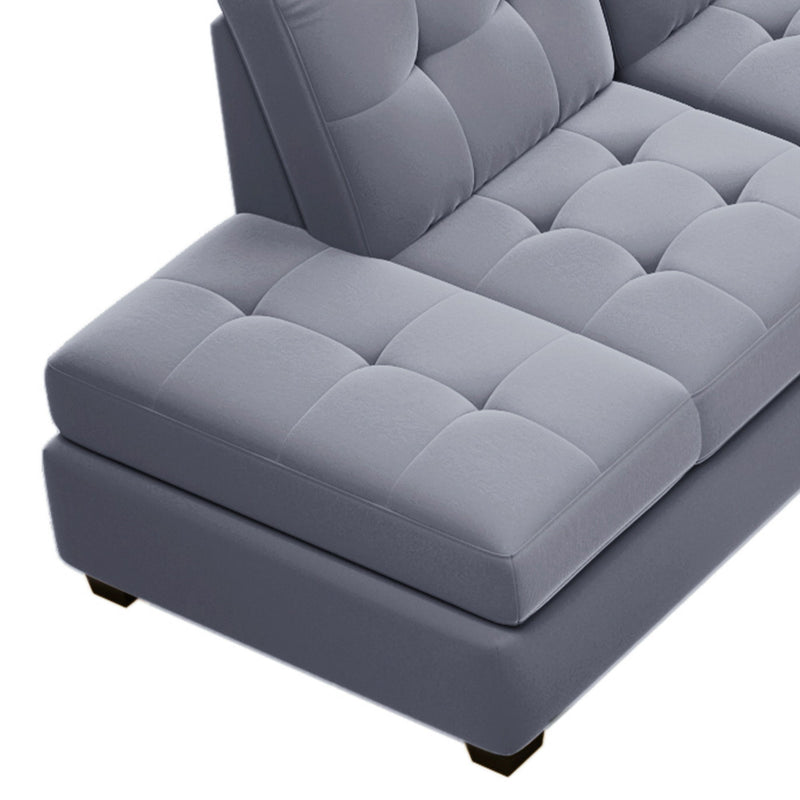 Modern Sectional Sofa With Reversible Chaise, L Shaped Couch Set With Storage Ottoman And Two Cup Holders For Living Room