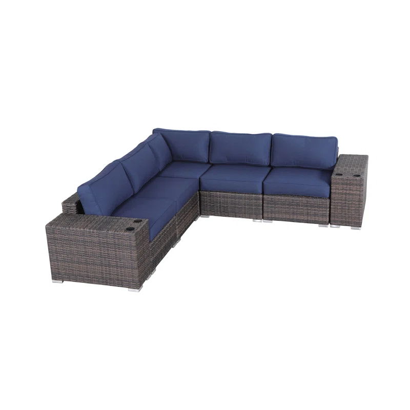 Rattan Sectional Sofa Set With Cushions