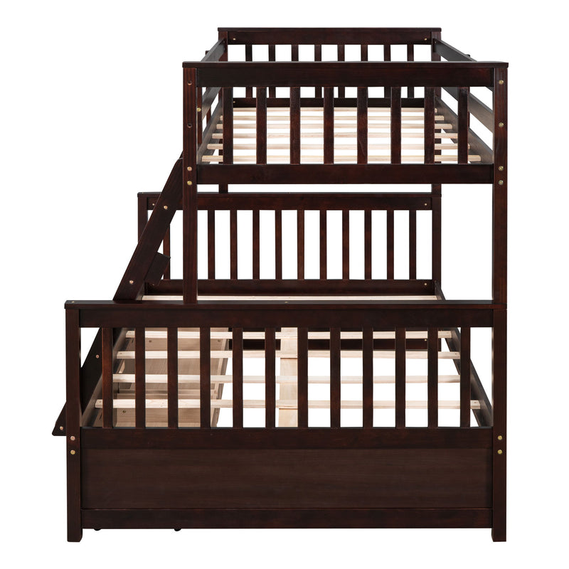 Twin Over Full Bunk Bed With Ladders And Two Storage Drawers