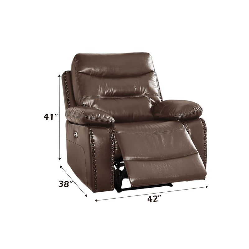 Aashi - Leather Gel Match Recliner Chair - Brown