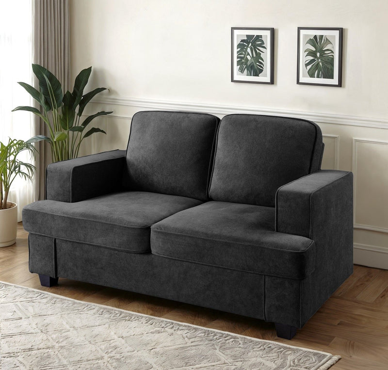 Modern Loveseat, Comfortable 2 Seater Couch With Deep Seating, Loose Back Cushions, Wide Arms