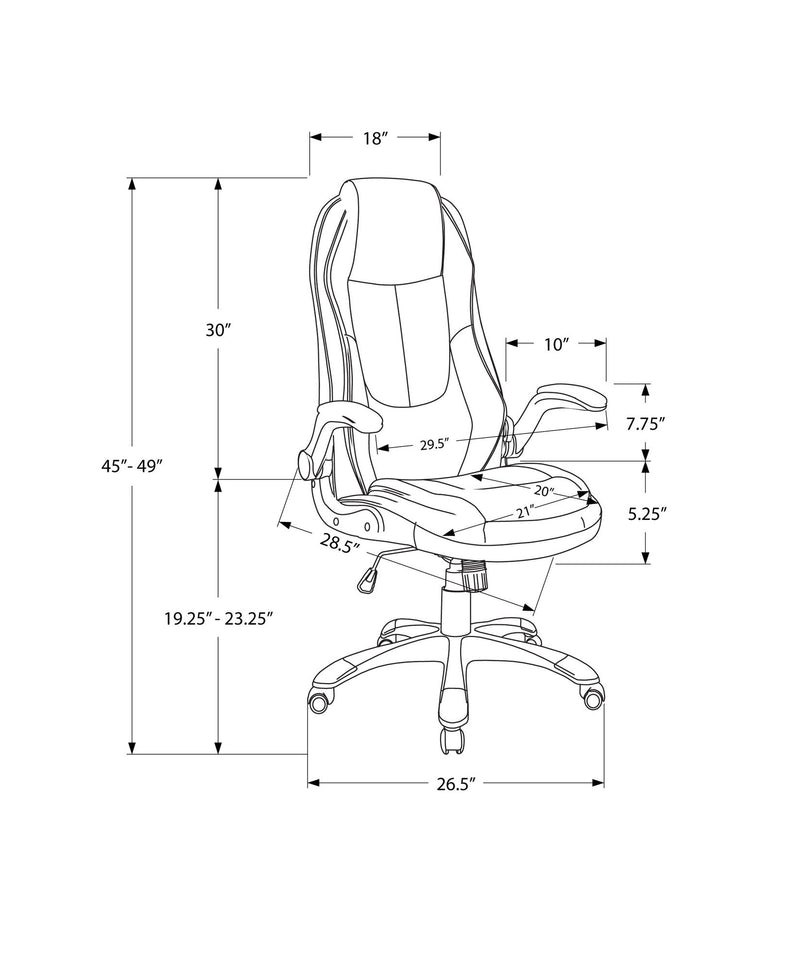 Office Chair, Adjustable Height, Swivel, Ergonomic, Armrests, Contemporary & Modern - Black