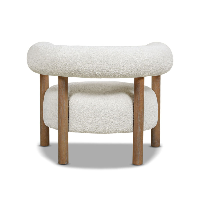 Fuji - Mid Century Modern Barrel Accent Arm Chair - Ivory White