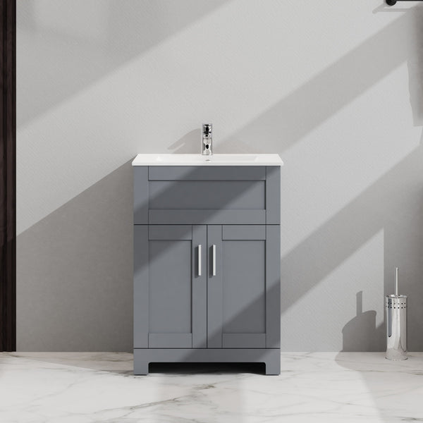 Bathroom Sink Vanity Laundry Utility Cabinet - Gray