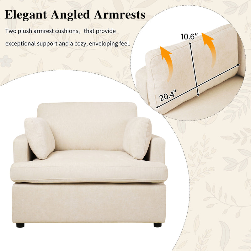 Oversized Accent Chair Comfortable Armrest Cushions, Versatile Neutral Style, Elegant Design, Durable Frame