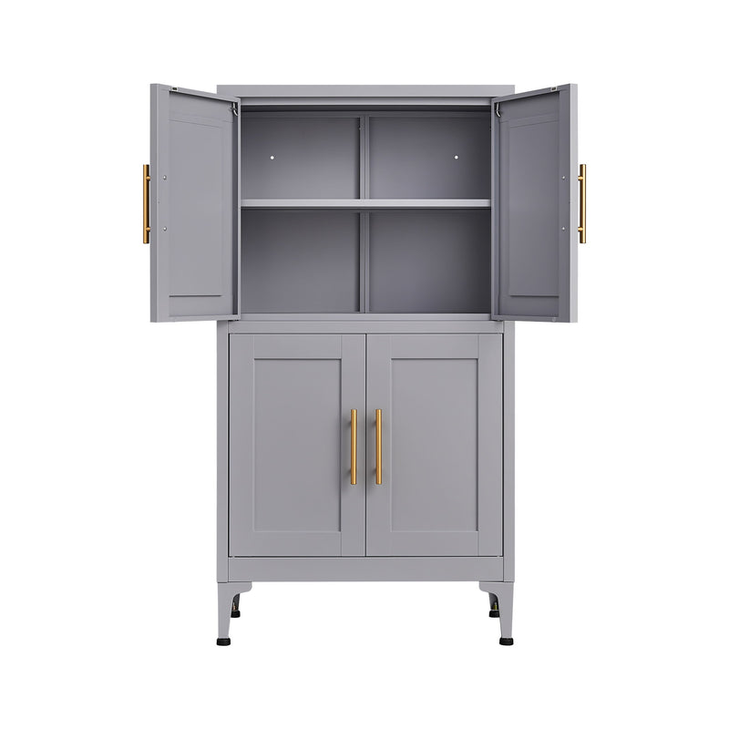 Metal Kitchen Storage Cabinet, Kitchen Pantry Storage Cabinet With Doors And Shelves, Storage Cabinet With Adjustable Leveling Foot For Kitchen, Living Room And Dining Room