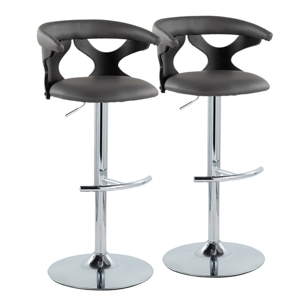 Gardenia - Contemporary Adjustable Barstool & Swivel, Rounded T Footrest (Set of 2)