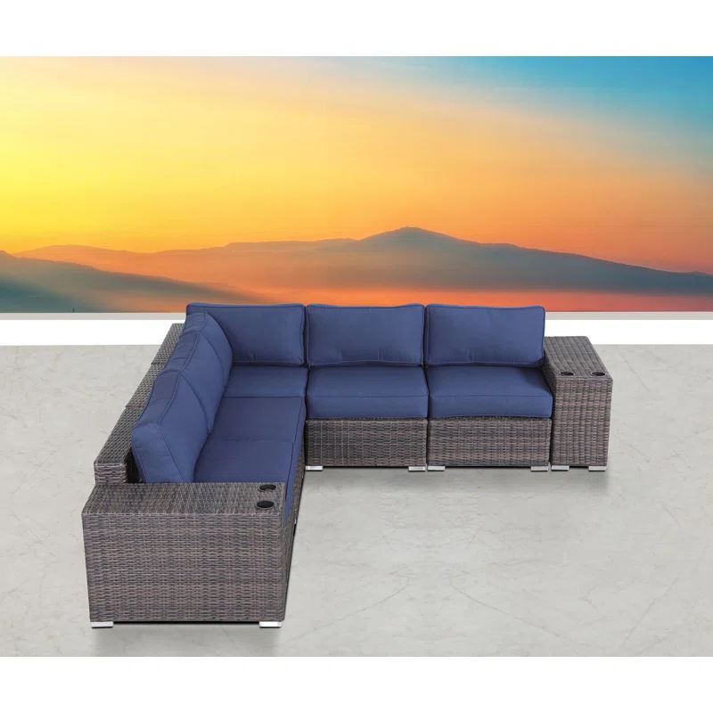 Rattan Sectional Sofa Set With Cushions