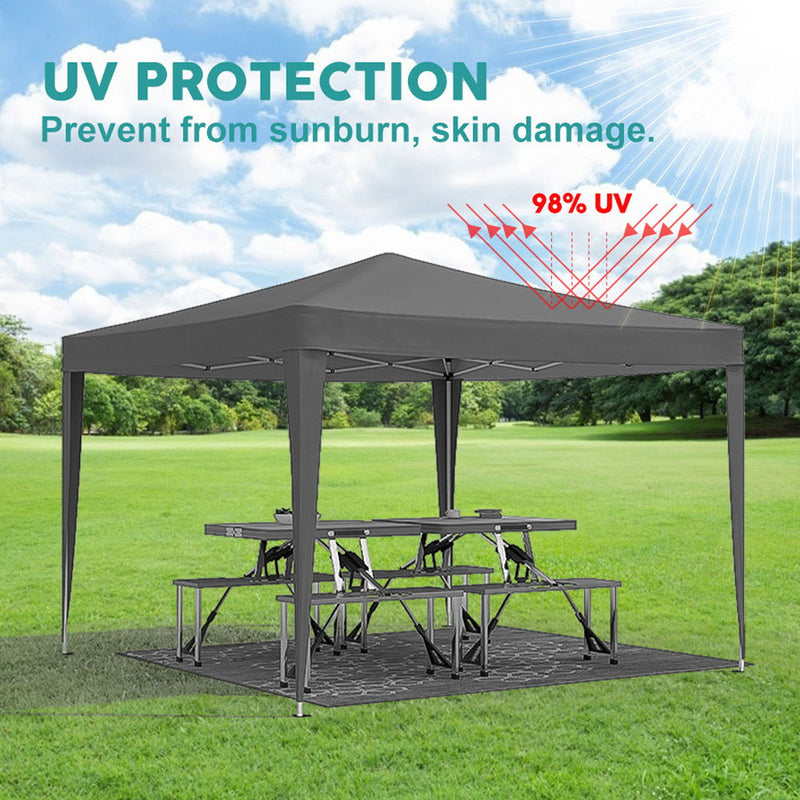 10'X10' Folding Canopy With 4 Removable Sidewalls Outdoor Event Shelter UPF 50+ Gazebo Portable Tents For Parties Beach Camping Wedding Ez Pop Up Canopy 4 Pieces Weight Bag + Carry Bag