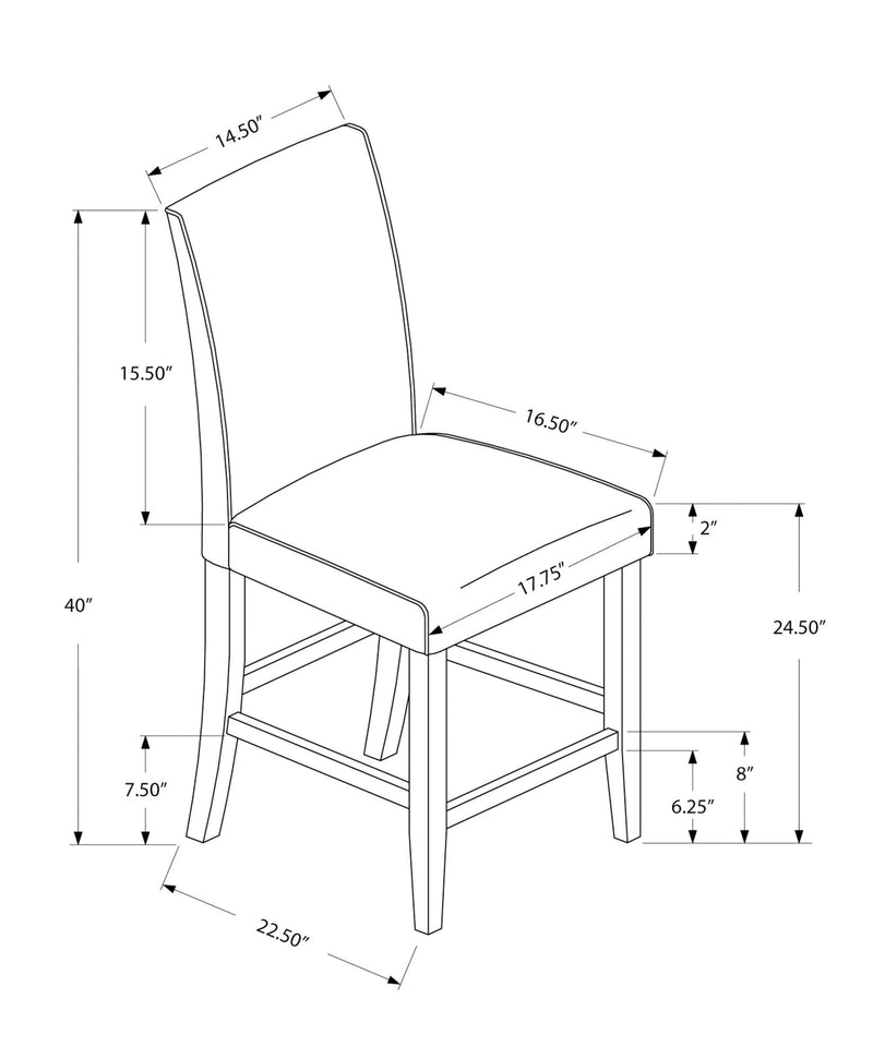 Dining Chair, Counter Height, Upholstered, Transitional (Set of 2) - Gray