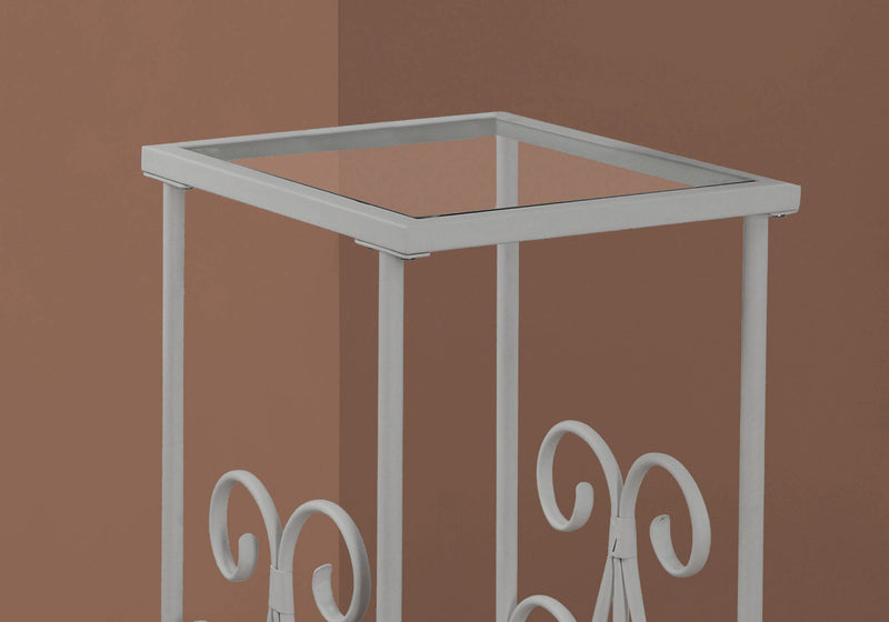 Accent Table, Side Tempered Glass, Transitional - Silver