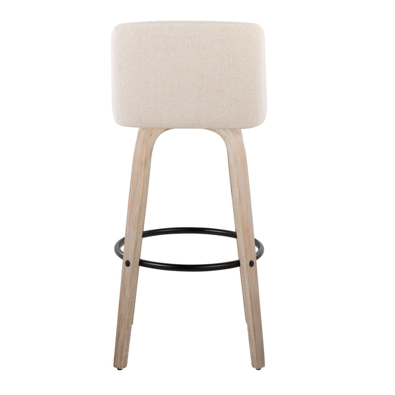 Toriano - Mid-Century Modern Fixed Height BarStool With Round Footrest (Set of 2)