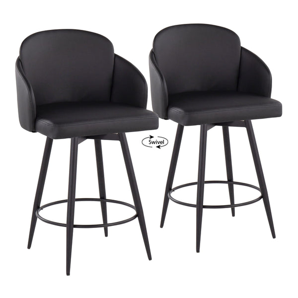 Dahlia - Contemporary Fixed Height Counter Stool With Round Footrest (Set of 2) - Black