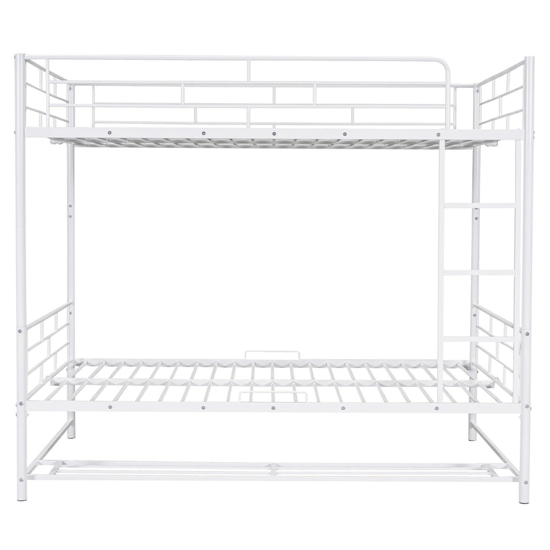 Metal Bunk Bed With Shelf And Guardrails