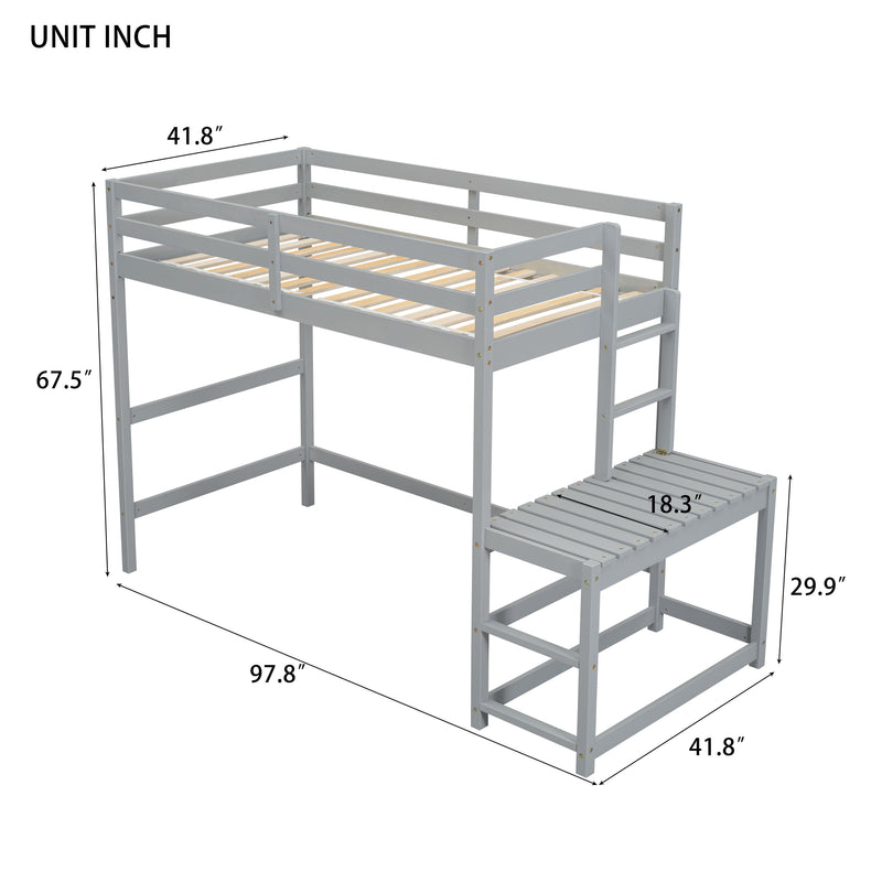 High Loft Bed With Ladder Landing Platform, Ladders, Guardrails