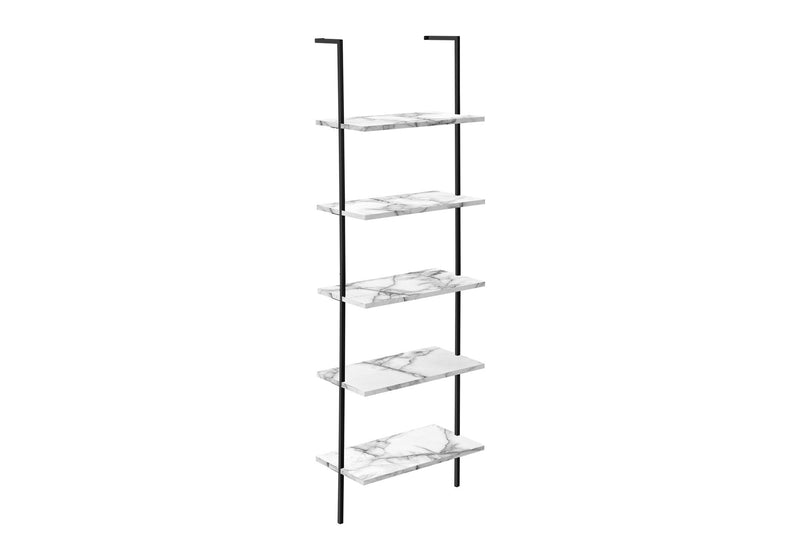 Bookshelf, Bookcase, Etagere, Ladder, 5 Tier, For Office, Marble Look Contemporary & Modern