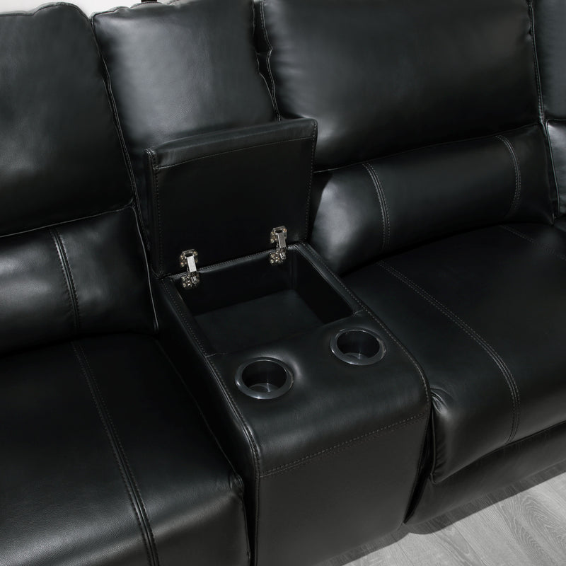 Saul - Power Recliner Sectional Sofa With USB Port Cupholder Console