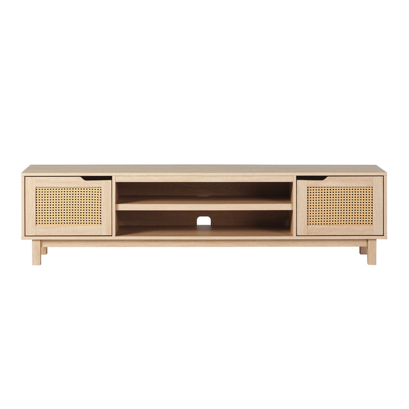 Modern Door Low TV Stand For TVs Up To 80" - Coastal Oak