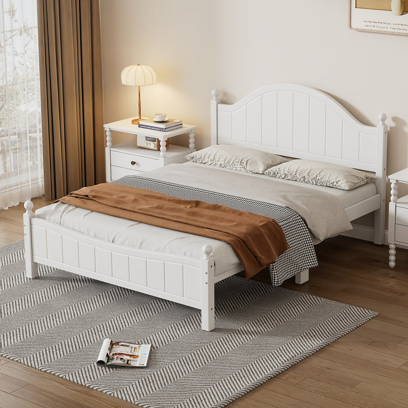 Traditional Concise Style White Solid Wood Platform Bed, No Need Box Spring, Full(Old SKU:WF295732AAA)