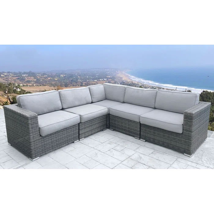 Patio Sectional With Cushions Stylish Outdoor Seating For Ultimate Comfort And Relaxation - Brown / Gray