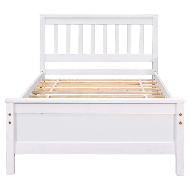 Twin Bed with Headboard and Footboard for Kids, Teens, Adults,with a Nightstand,Wite