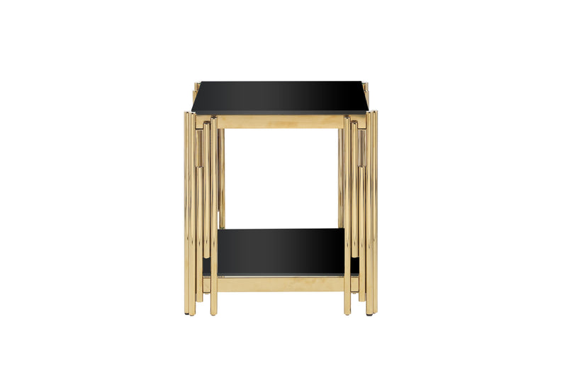 Square End Table With Tempered Glass Top For Living Room