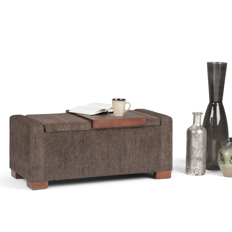 Bretton - Lift Top Storage Ottoman - Deep Umber Brown