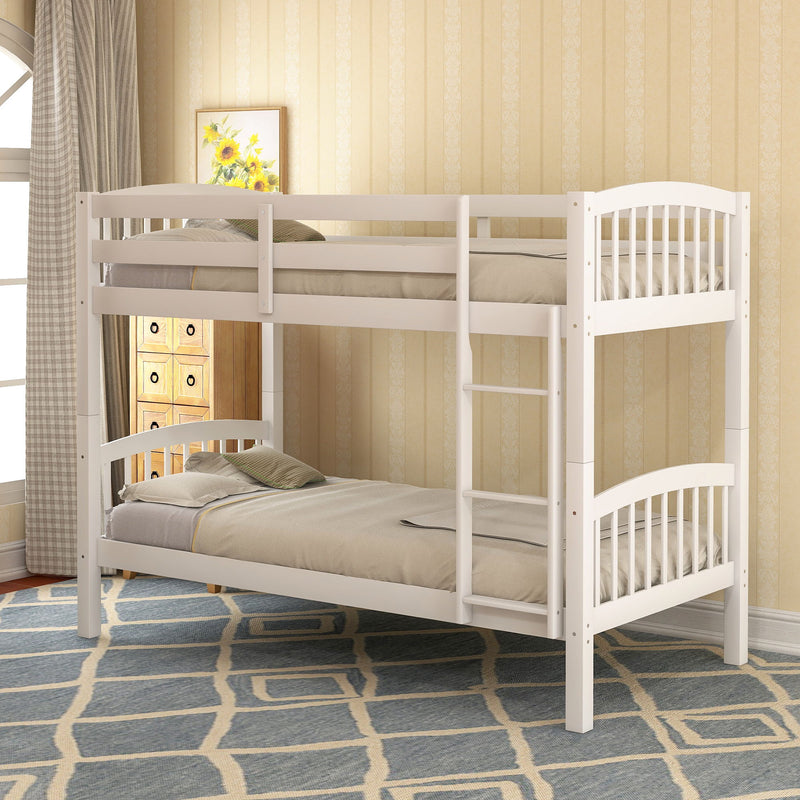 80.51" Twin Over Twin Bunk Bed With Ladder - White