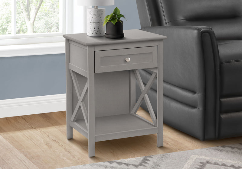 Accent End Table, 2 Tier, Storage Drawer, Transitional Style