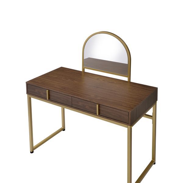 Coleen - Vanity Desk - Walnut & Gold Finish - 50"