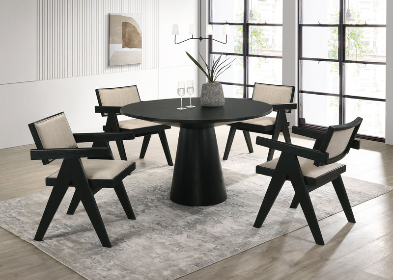 Jasper - 5 Piece Round Dining Set - Ebony Black