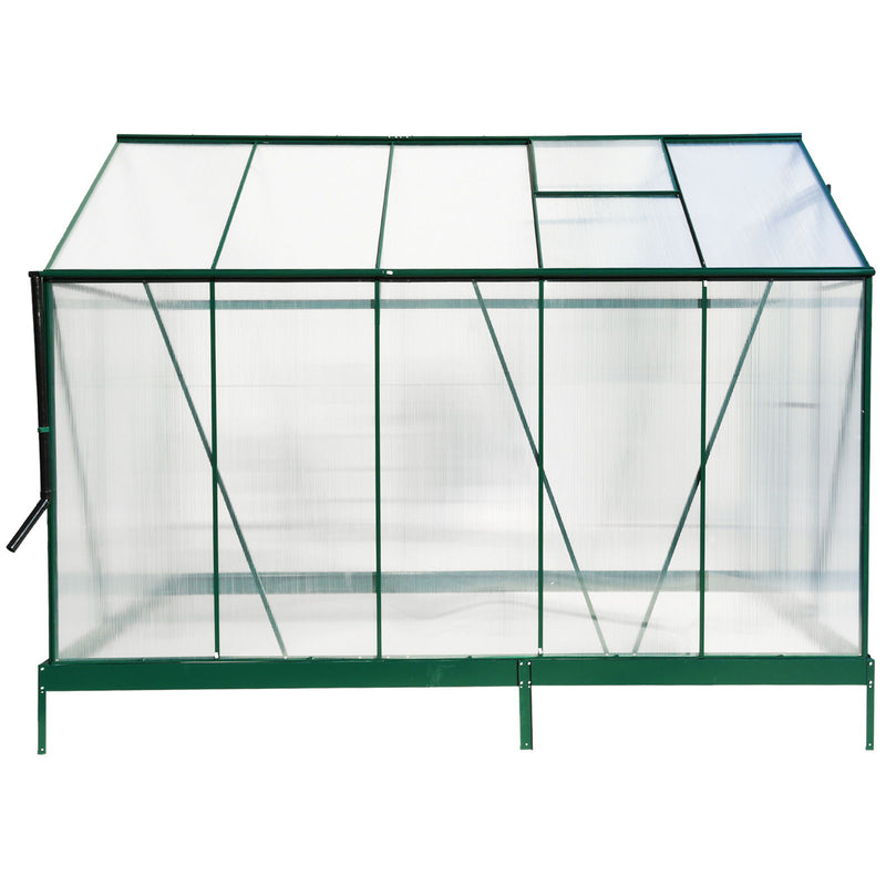 Polycarbonate Greenhouse, Heavy Duty Outdoor Aluminum Walk-In Green House Kit With Rain Gutter, Vent And Door For Backyard Garden