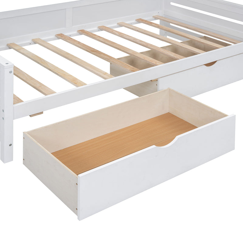 Wooden Daybed With 2 Drawers, And All-In-One Cabinet And Shelf