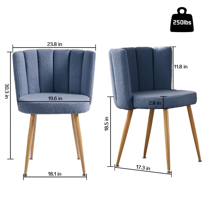 Modern Dining Chair (Set of 2) With Iron Tube Wood Color Legs, Shorthair Cushions And Comfortable Backrest, Suitable For Dining Room, Living Room, Cafe, Simple Structure