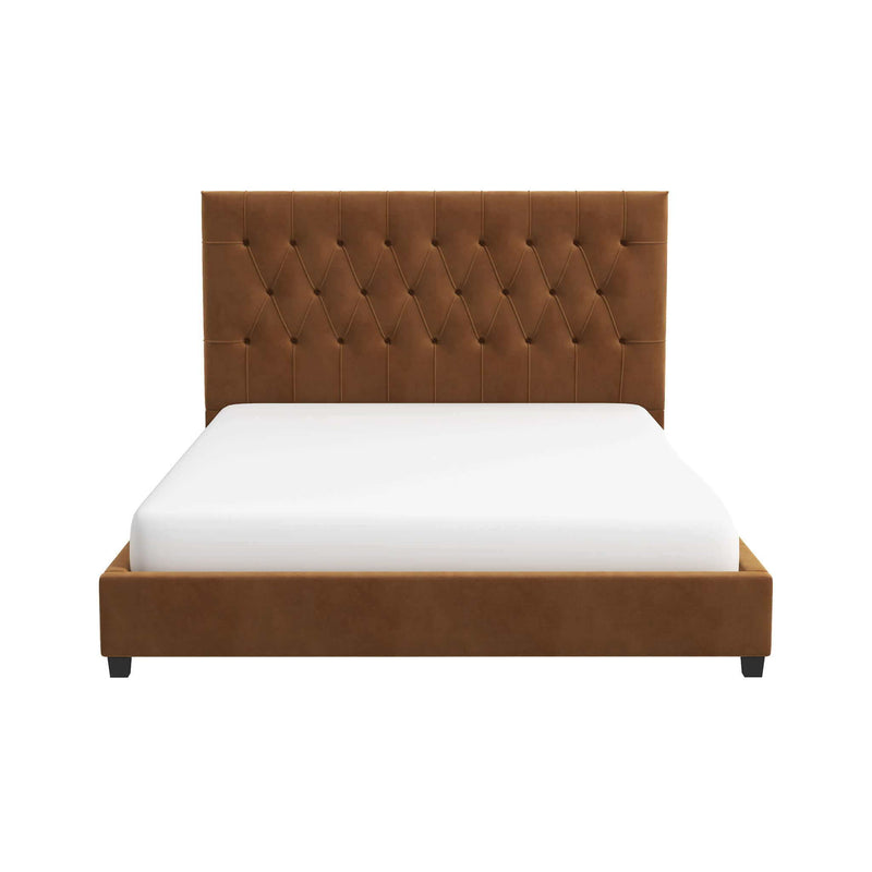 Donald - Mid-Century Modern Velvet Platform Bed