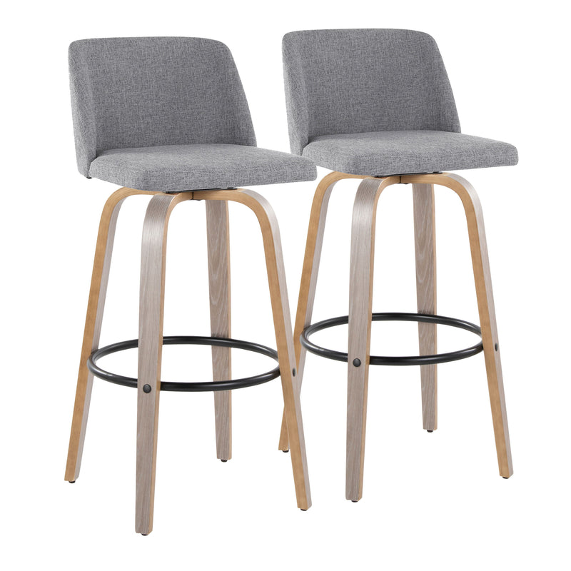 Toriano - Contemporary Fixed Height Barstool With Swivel With Round Footrest Comfort And Style (Set of 2)