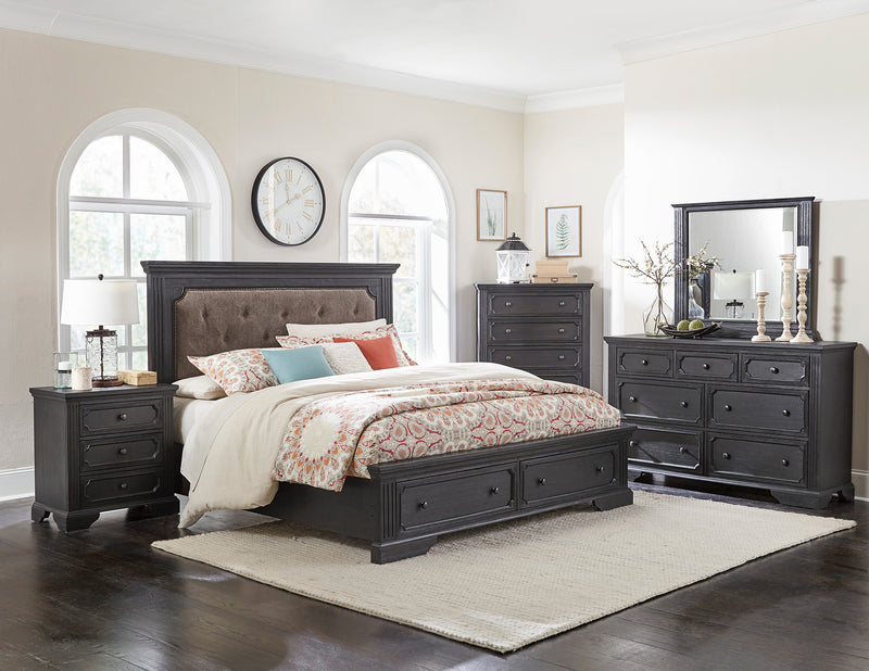 Charcoal Finish Traditional Dresser of 7 Storage Drawers Wooden Bedroom Furniture 1pc Rustic Style