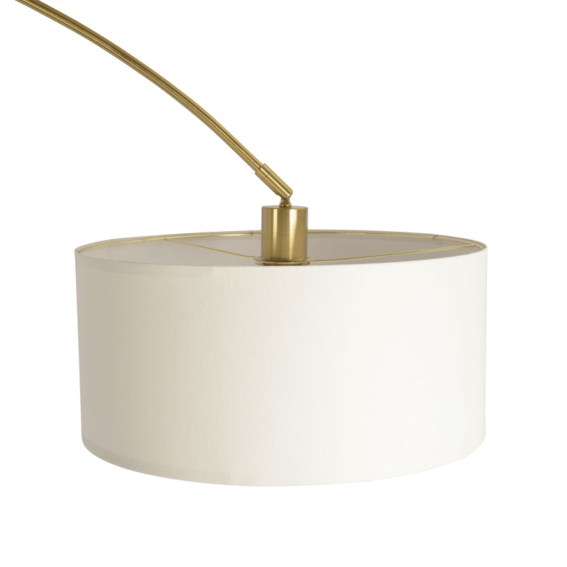 Ambient - Arch Gold Floor Lamp With Large Linen Shade - Gold / White