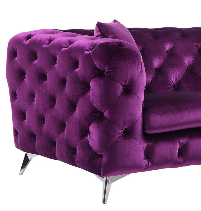 Atronia - Velvet Loveseat - Purple