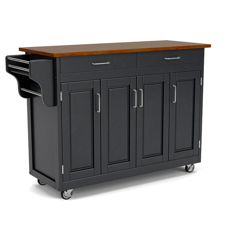 Create-A-Cart - 4 Doors Kitchen Cart - Cherry Wood Top