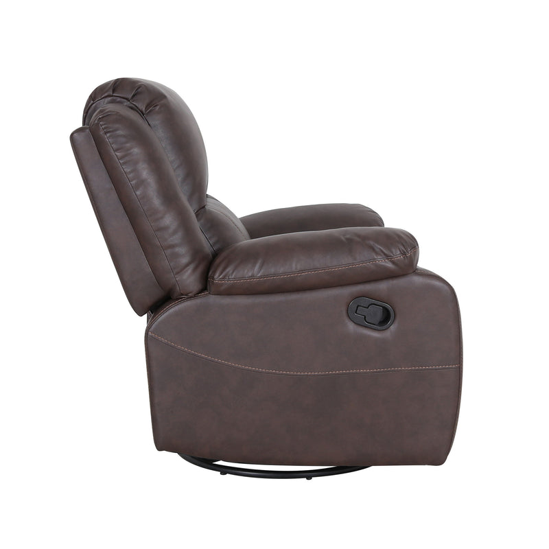 Wide - Faux Leather Manual Swivel Standard Recliner - Dark Brown