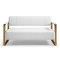 Modern Upholstery Accent Loveseat Sofa For Living Room 2 Seater With Golden Metal Arms