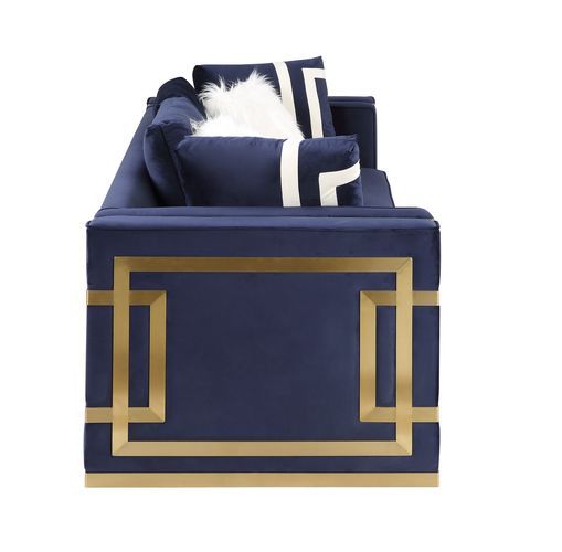 Virrux - Chair - Blue Velvet & Gold Finish