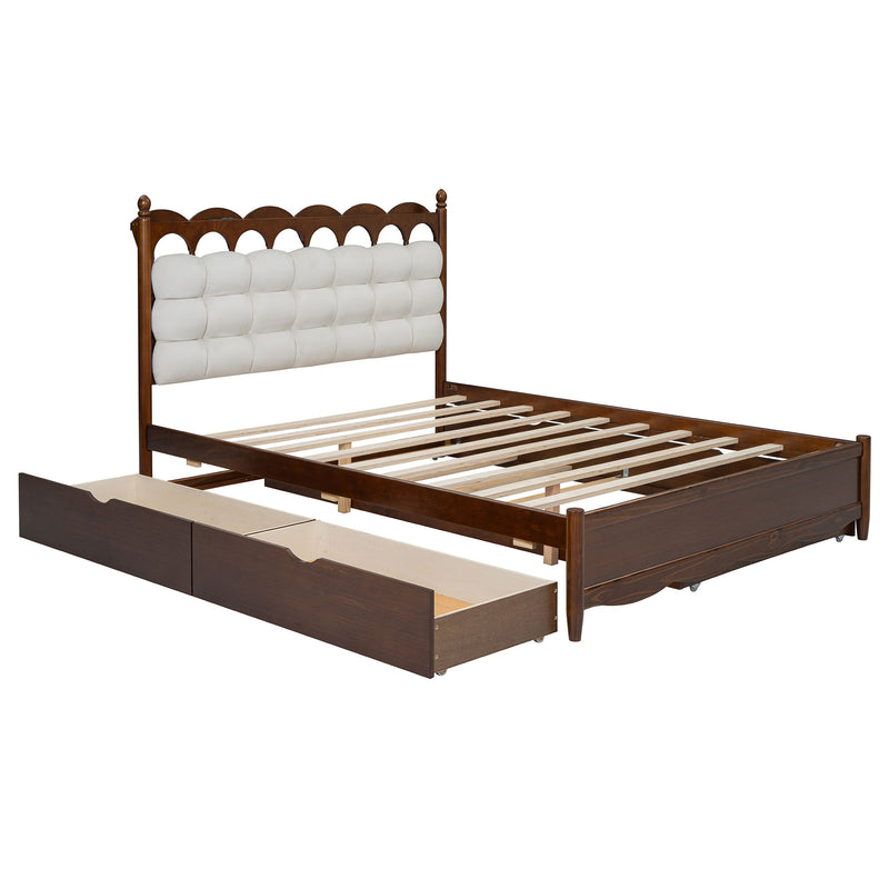 Storage Platform Bed, With 2 Big Drawers, Trundle, One Set Of Sockets & USB Ports