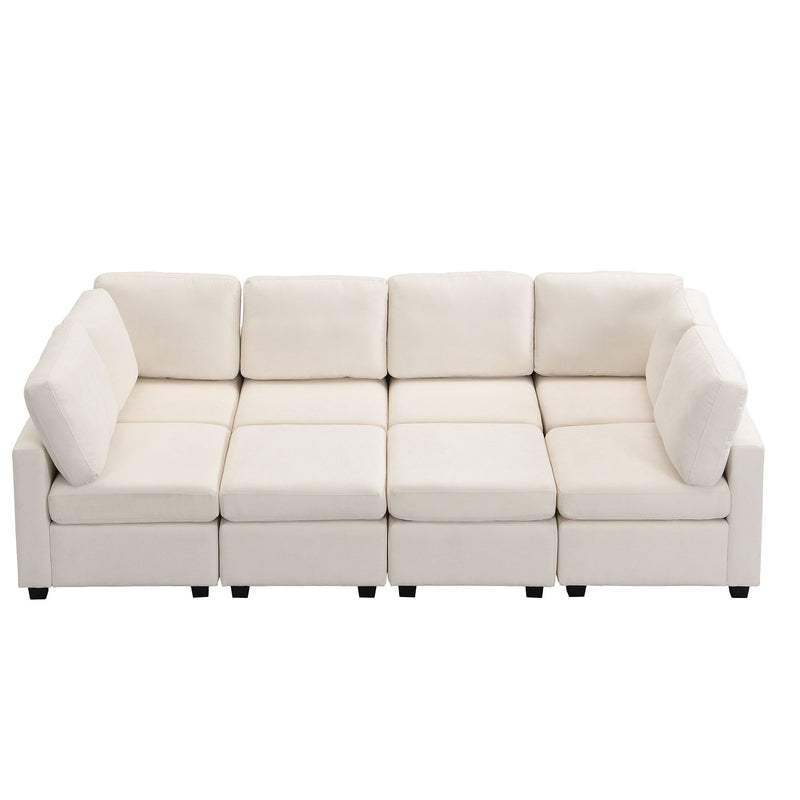 Sectional Sofa Couch Sofa Bed U-Shaped Sofa With Two Movable Ottoman And Three USB Ports For Living Room