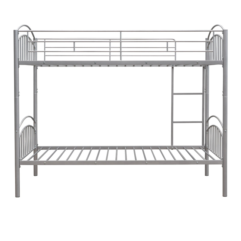 Twin Over Twin Metal Bunk Bed,Divided into Two Beds(Silver){OLD SKU:MF280424AAN}