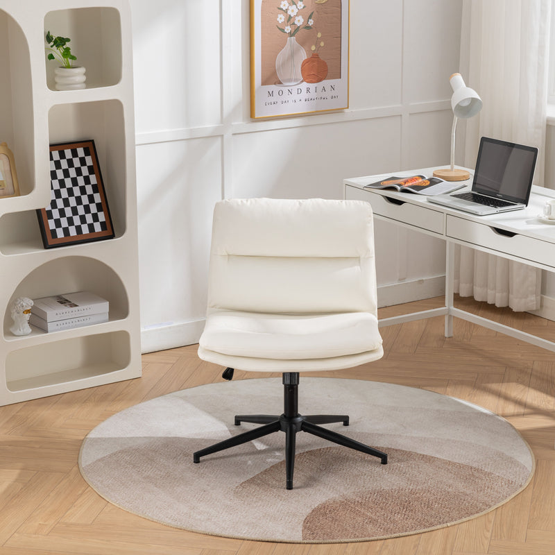 Bizerte - Adjustable Swivel Criss-Cross Chair, Wide Seat / Office Chair / Vanity Chair - White